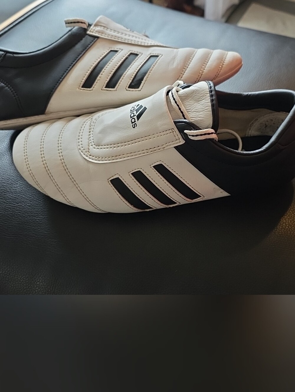 Adidas White and Black Athletic Slip-On Taekwondo Shoes